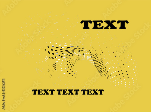 Perforated, in the form of a curved, bent swarm or cloud, polka dot outline with copy space for text. A transparent whirlpool with spots or strokes or dots.  