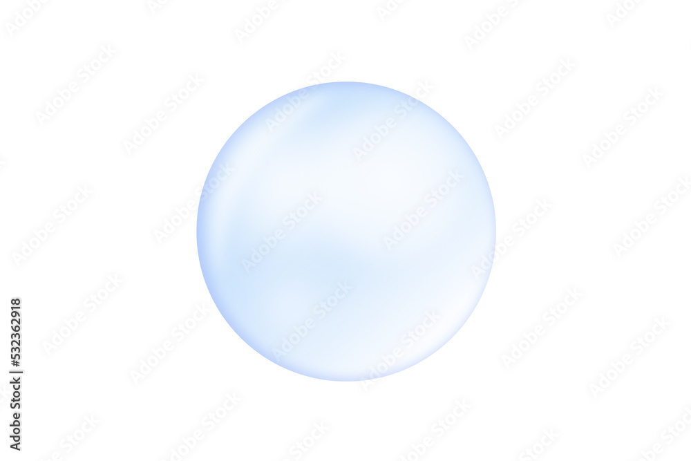 Blue collagen bubble isolated on white background with clipping path. Water serum droplet for cosmetic, beauty and spa concept.