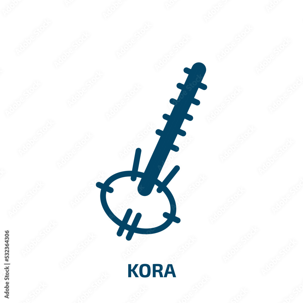 kora icon from culture collection. Filled kora, music, musical glyph icons isolated on white background. Black vector kora sign, symbol for web design and mobile apps - obrazy, fototapety, plakaty 