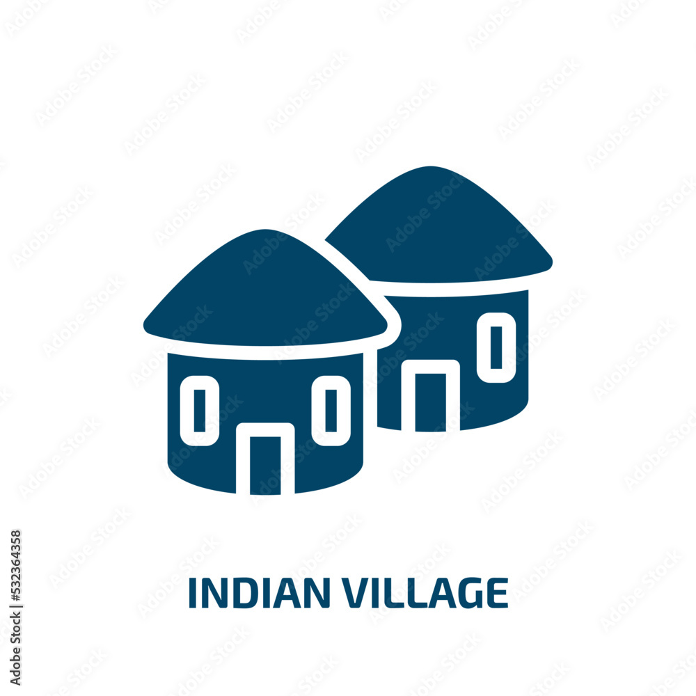 indian village icon from culture collection. Filled indian village