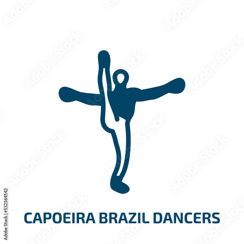 capoeira brazil dancers icon from culture collection. Filled capoeira brazil dancers, vector, sign glyph icons isolated on white background. Black vector capoeira brazil dancers sign, symbol for web