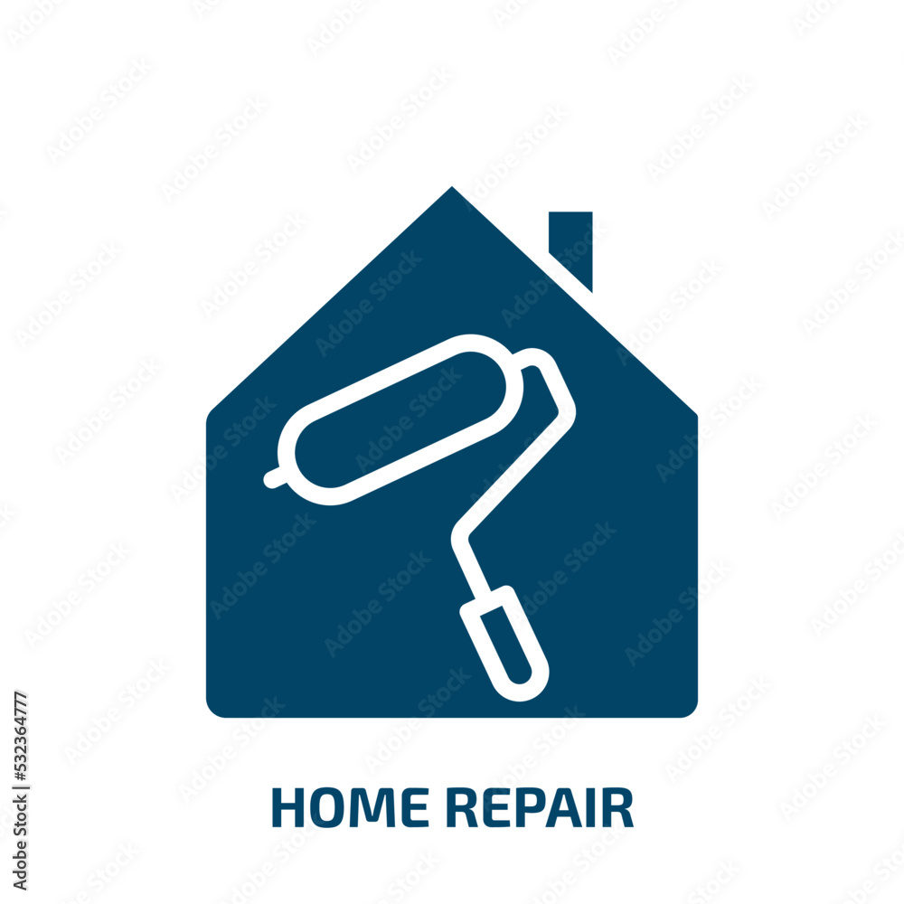 home repair icon from construction tools collection. Filled home repair, repair, construction glyph icons isolated on white background. Black vector home repair sign, symbol for web design and mobile home repair icon from construction tools collection. Filled home repair, repair, construction glyph icons isolated on white background. Black vector home repair sign, symbol for web design and mobile
