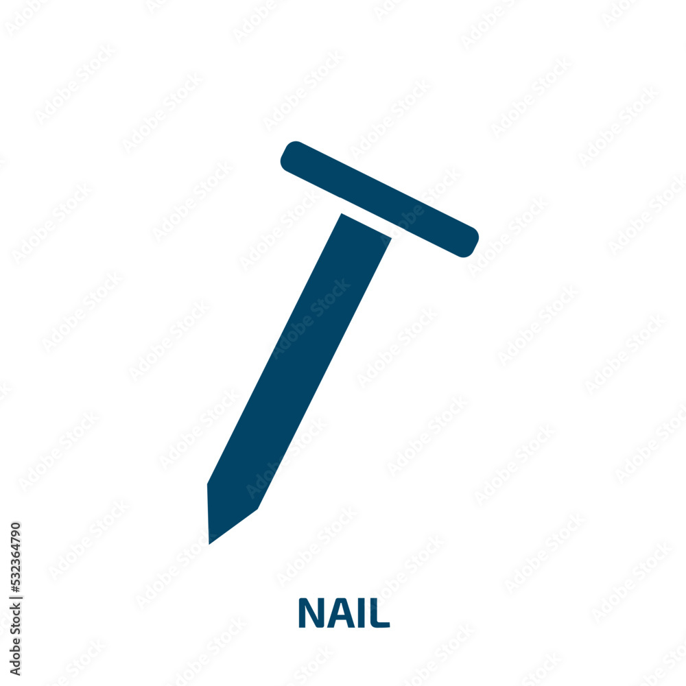 nail icon from construction tools collection. Filled nail, beauty, cosmetic glyph icons isolated on white background. Black vector nail sign, symbol for web design and mobile apps nail icon from construction tools collection. Filled nail, beauty, cosmetic glyph icons isolated on white background. Black vector nail sign, symbol for web design and mobile apps