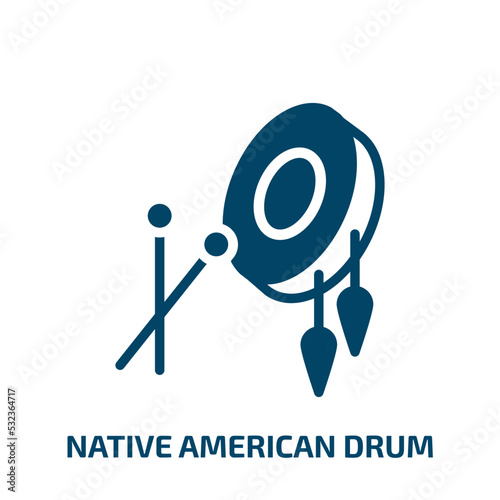 native american drum icon from culture collection. Filled native american drum, drum, american glyph icons isolated on white background. Black vector native american drum sign, symbol for web design