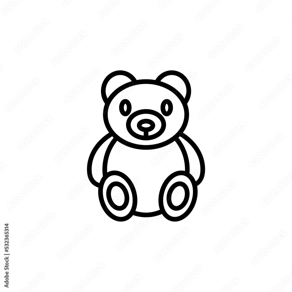 Obraz premium Teddy bear line icon isolated on white background