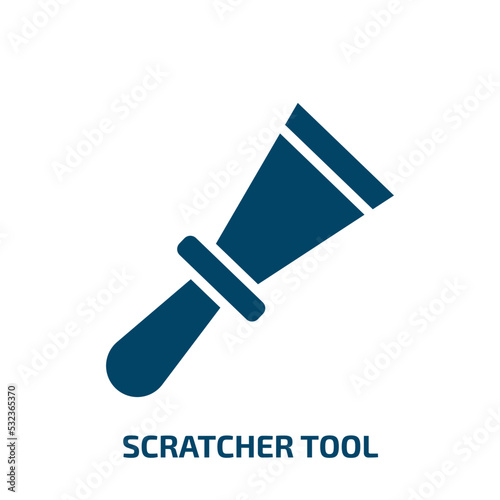 scratcher tool icon from construction tools collection. Filled scratcher tool, tool, equipment glyph icons isolated on white background. Black vector scratcher tool sign, symbol for web design and