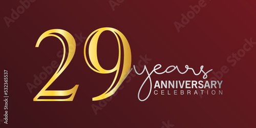 29th anniversary celebration logotype number gold color with red color background. vector anniversary for celebration  invitation card  and greeting card