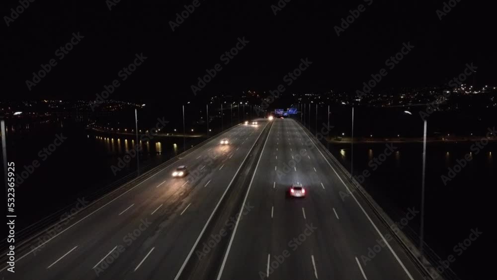 Aerial view of the highway in the night Aerial view of the highway in the night