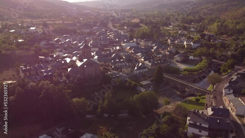 Aerial view of a beautiful village at Molinaseca (Spain) photo