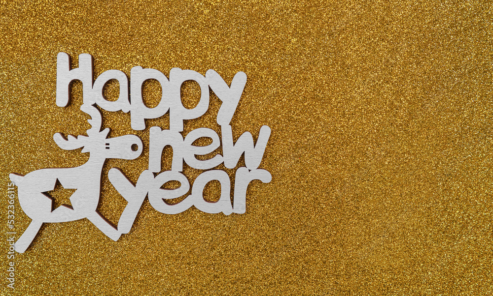 Fototapeta premium The inscription Happy New Year on a blue festive background.