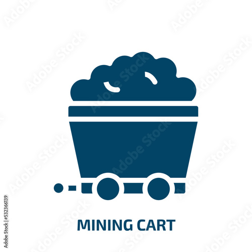 mining cart icon from business collection. Filled mining cart, cart, mine glyph icons isolated on white background. Black vector mining cart sign, symbol for web design and mobile apps