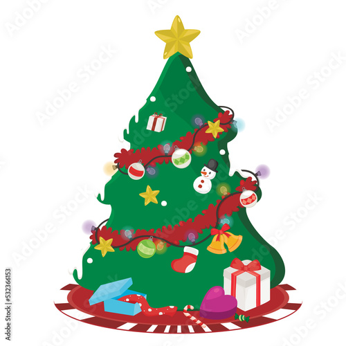 Wallpaper Mural Christmas cartoon. Christmas tree. Torontodigital.ca