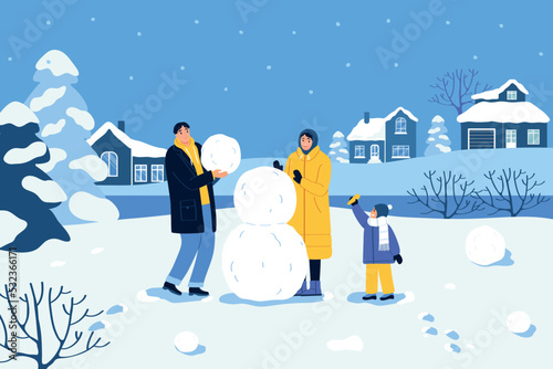 Winter Holiday Flat Illustration