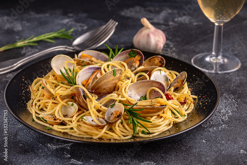 Seafood pasta with clams Spaghetti alle Vongole