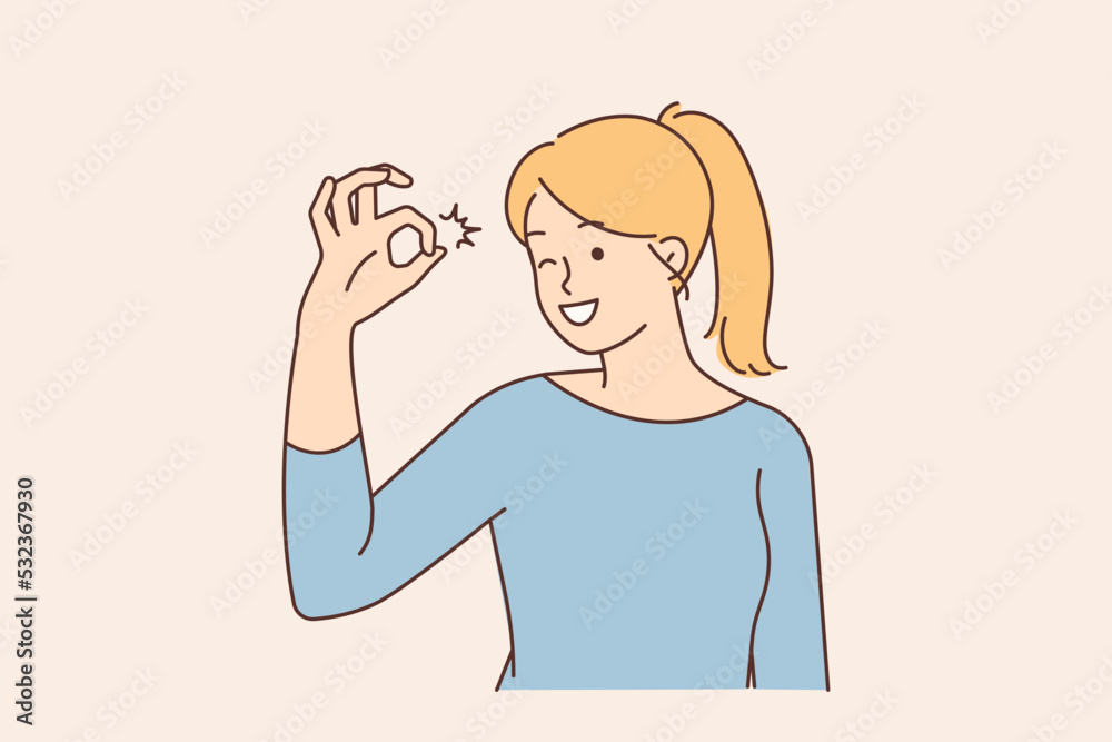 Smiling woman show ok hand gesture Smiling woman show ok hand gesture