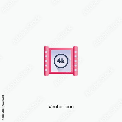 Multicolor 4K Film Vector Icon. Premium quality