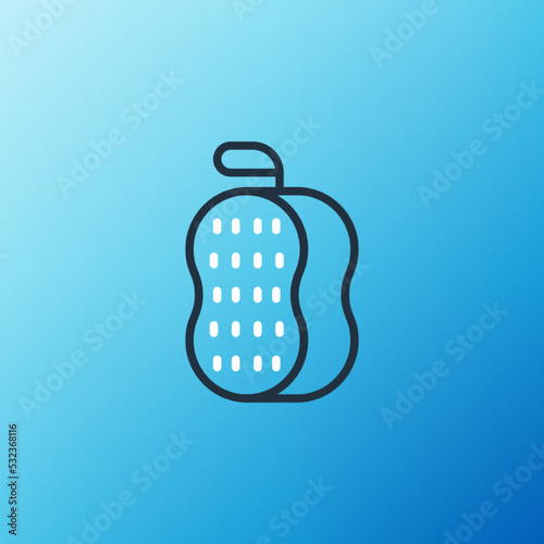 Line Washcloth icon isolated on blue background. Bath house sauna washcloth sign. Item for pleasure and relaxing. Colorful outline concept. Vector