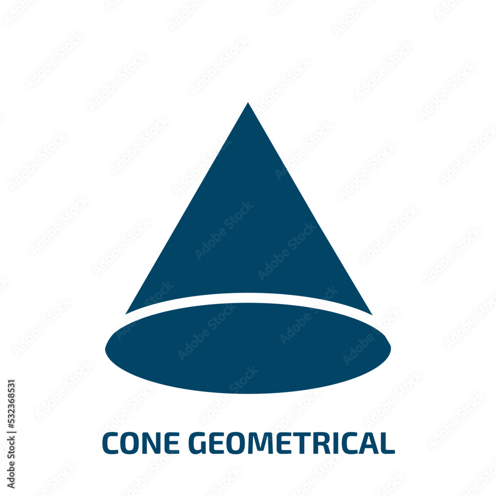Fototapeta premium cone geometrical icon from education collection. Filled cone geometrical, square, geometric glyph icons isolated on white background. Black vector cone geometrical sign, symbol for web design and