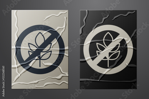 White Gluten free grain icon isolated White background. No wheat sign. Food intolerance symbols. Paper art style. Vector