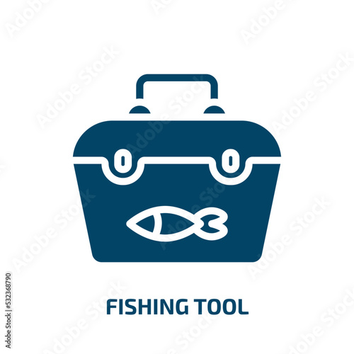 fishing tool icon from food collection. Filled fishing tool, fishing, tool glyph icons isolated on white background. Black vector fishing tool sign, symbol for web design and mobile apps