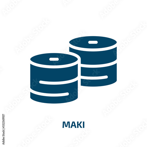 maki icon from food collection. Filled maki, lunch, restaurant glyph icons isolated on white background. Black vector maki sign, symbol for web design and mobile apps
