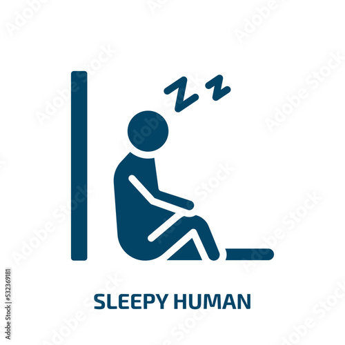 sleepy human icon from feelings collection. Filled sleepy human, sleep, sleepy glyph icons isolated on white background. Black vector sleepy human sign, symbol for web design and mobile apps