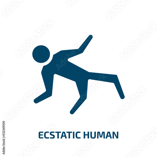 ecstatic human icon from feelings collection. Filled ecstatic human, happy, ecstatic glyph icons isolated on white background. Black vector ecstatic human sign, symbol for web design and mobile apps