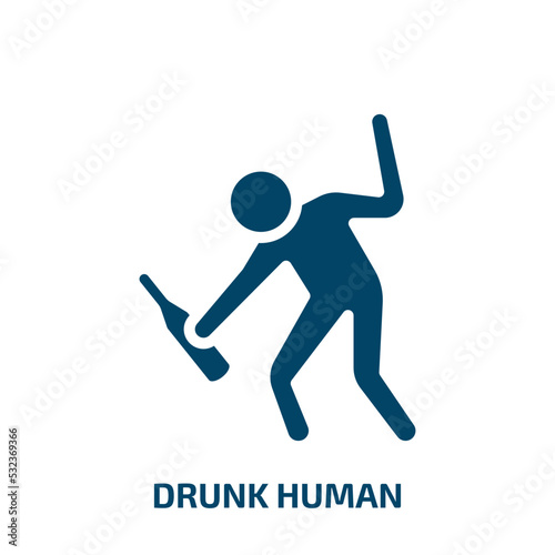 drunk human icon from feelings collection. Filled drunk human, happy, bar glyph icons isolated on white background. Black vector drunk human sign, symbol for web design and mobile apps