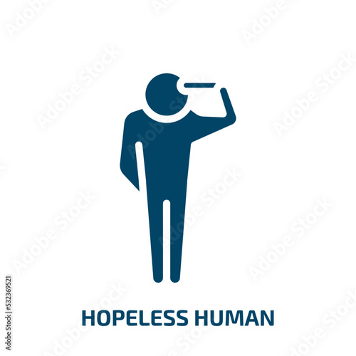 hopeless human icon from feelings collection. Filled hopeless human, man, human glyph icons isolated on white background. Black vector hopeless human sign, symbol for web design and mobile apps