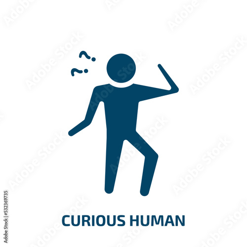curious human icon from feelings collection. Filled curious human, curious, human glyph icons isolated on white background. Black vector curious human sign, symbol for web design and mobile apps