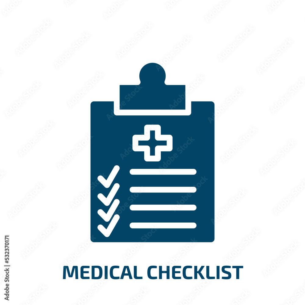 medical checklist icon from health and medical collection. Filled medical checklist, medical, health glyph icons isolated on white background. Black vector medical checklist sign, symbol for web medical checklist icon from health and medical collection. Filled medical checklist, medical, health glyph icons isolated on white background. Black vector medical checklist sign, symbol for web