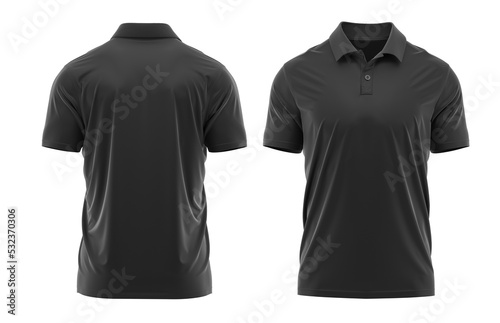 Polo shirt, Short Sleeve, 2 Button, Pique fabric. Texture ( 3d rendered ) Black