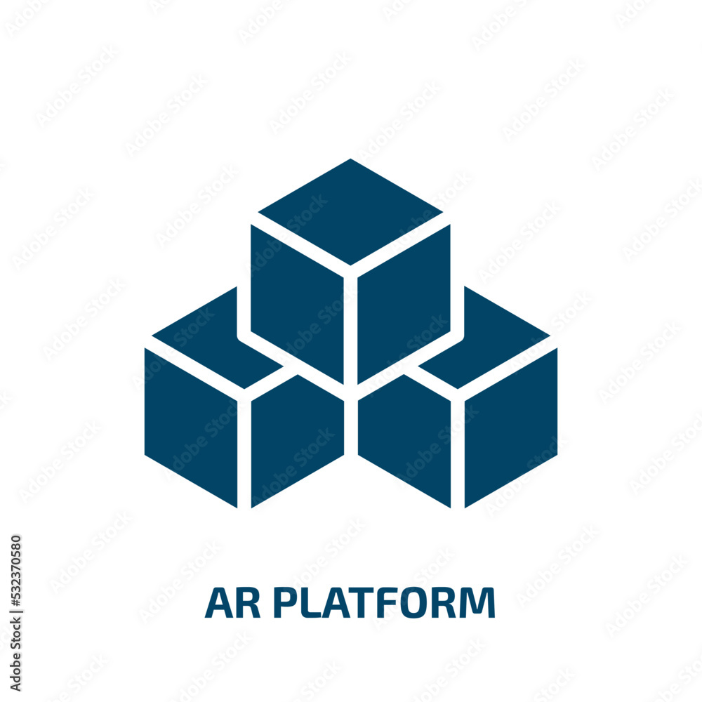 ar platform icon from general collection. Filled ar platform, ar, reality glyph icons isolated on white background. Black vector ar platform sign, symbol for web design and mobile apps ar platform icon from general collection. Filled ar platform, ar, reality glyph icons isolated on white background. Black vector ar platform sign, symbol for web design and mobile apps