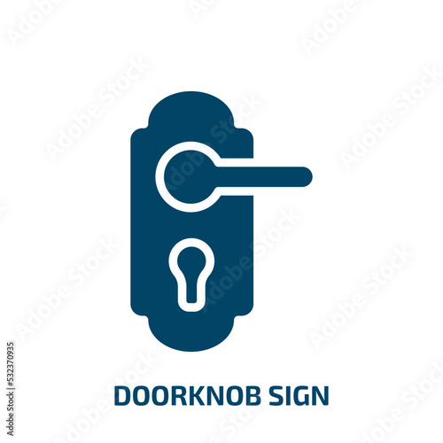 doorknob sign icon from hotel and restaurant collection. Filled doorknob sign, doorknob, door glyph icons isolated on white background. Black vector doorknob sign sign, symbol for web design and