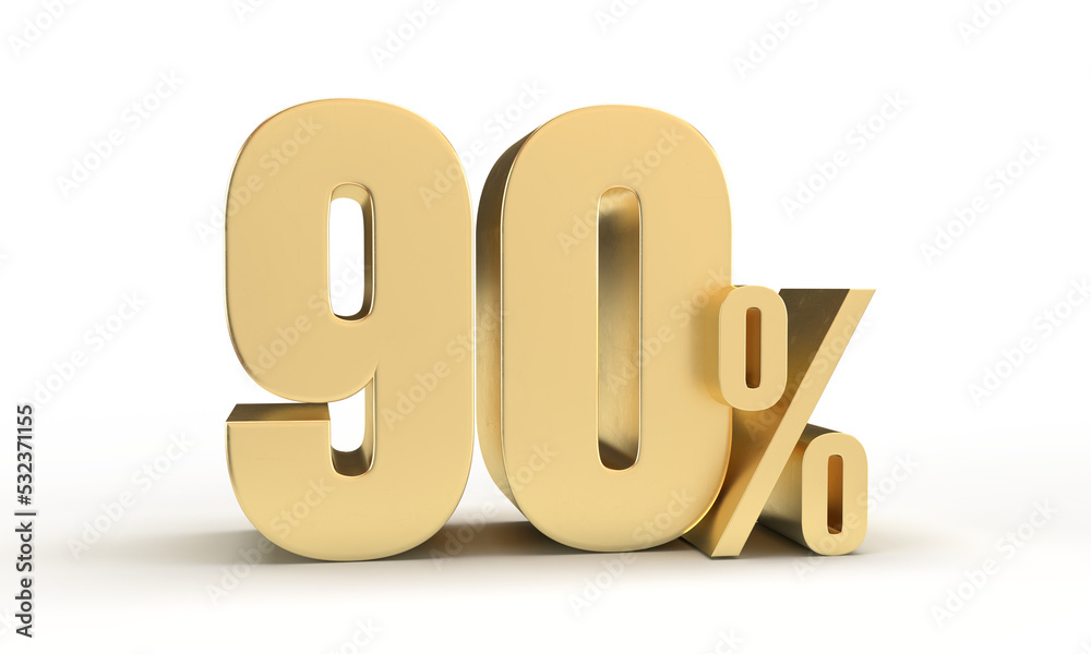 90 percent in 3d rendering isolated 90 percent in 3d rendering isolated