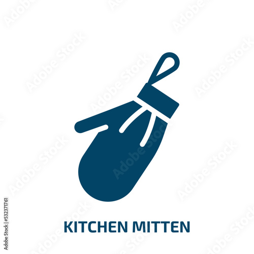 kitchen mitten icon from kitchen collection. Filled kitchen mitten, glove, safety glyph icons isolated on white background. Black vector kitchen mitten sign, symbol for web design and mobile apps