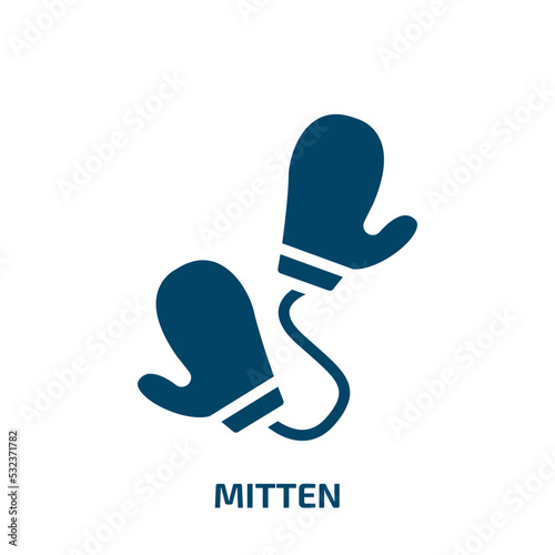 mitten icon from kitchen collection. Filled mitten, collection, gift glyph icons isolated on white background. Black vector mitten sign, symbol for web design and mobile apps