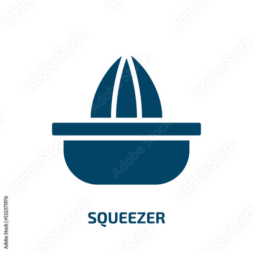 squeezer icon from kitchen collection. Filled squeezer, juicer, utensil glyph icons isolated on white background. Black vector squeezer sign, symbol for web design and mobile apps