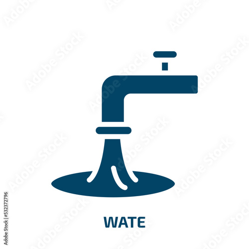 wate icon from nature collection. Filled wate, collection, office glyph icons isolated on white background. Black vector wate sign, symbol for web design and mobile apps