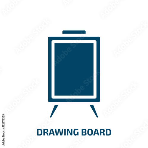 drawing board icon from sew collection. Filled drawing board, board, education glyph icons isolated on white background. Black vector drawing board sign, symbol for web design and mobile apps