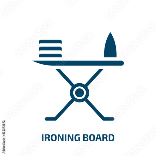 ironing board icon from sew collection. Filled ironing board, board, basket glyph icons isolated on white background. Black vector ironing board sign, symbol for web design and mobile apps