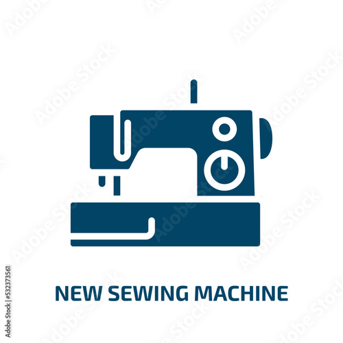 new sewing machine icon from sew collection. Filled new sewing machine, new, equipment glyph icons isolated on white background. Black vector new sewing machine sign, symbol for web design and mobile