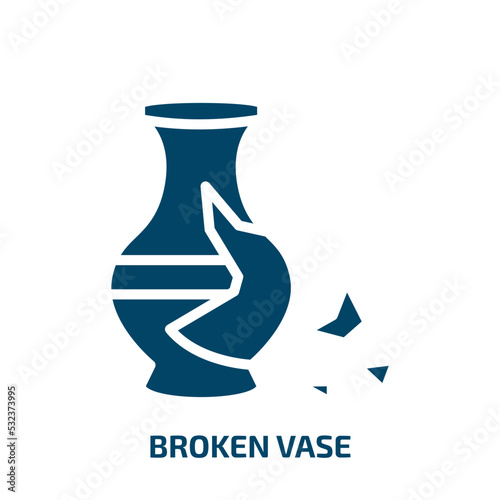 broken vase icon from other collection. Filled broken vase, vase, broken glyph icons isolated on white background. Black vector broken vase sign, symbol for web design and mobile apps