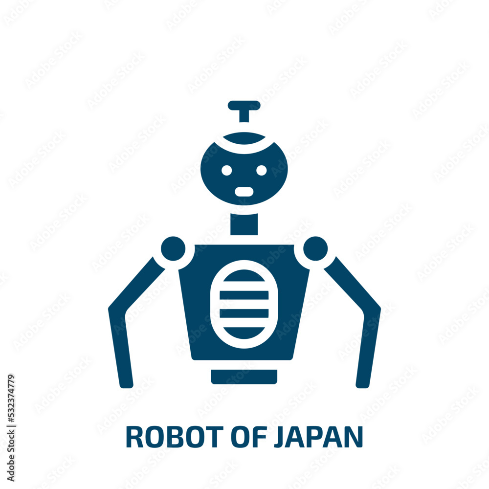 robot of japan icon from other collection. Filled robot of japan, robot, cyborg glyph icons isolated on white background. Black vector robot of japan sign, symbol for web design and mobile apps robot of japan icon from other collection. Filled robot of japan, robot, cyborg glyph icons isolated on white background. Black vector robot of japan sign, symbol for web design and mobile apps