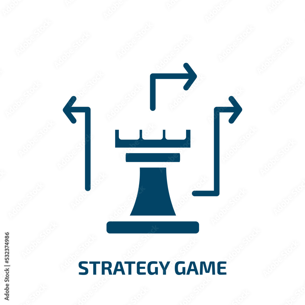 strategy game icon from startup stategy and success collection. Filled strategy game, game, strategy glyph icons isolated on white background. Black vector strategy game sign, symbol for web design strategy game icon from startup stategy and success collection. Filled strategy game, game, strategy glyph icons isolated on white background. Black vector strategy game sign, symbol for web design