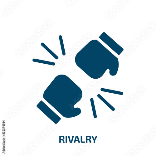 rivalry icon from startup stategy and success collection. Filled rivalry, competition, hand glyph icons isolated on white background. Black vector rivalry sign, symbol for web design and mobile apps photo