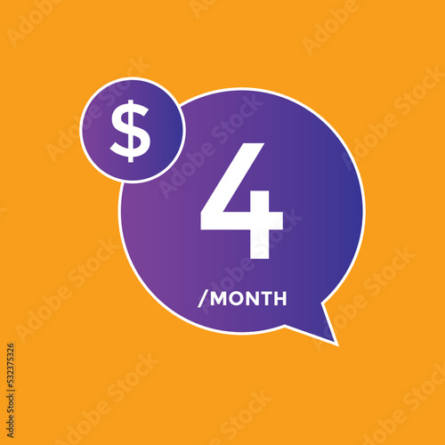 4 dollar price tag. Price $4 USD dollar only Sticker sale promotion Design. shop now button for Business or shopping promotion 