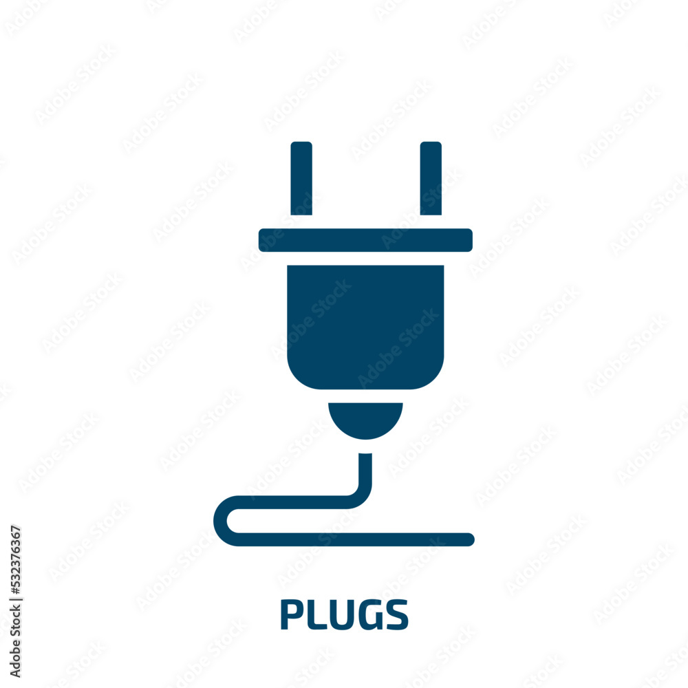 plugs icon from technology collection. Filled plugs, plug, simple glyph icons isolated on white background. Black vector plugs sign, symbol for web design and mobile apps