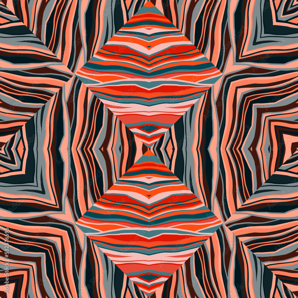 Abstract wave mosaic seamless pattern. Hand drawn stripe tile endless wallpaper. Abstract line ornament. Abstract wave mosaic seamless pattern. Hand drawn stripe tile endless wallpaper. Abstract line ornament.