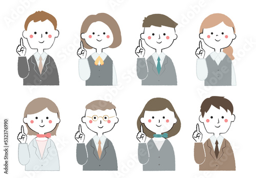 ビジネスマンとOLのアイコン　案内　ポイント